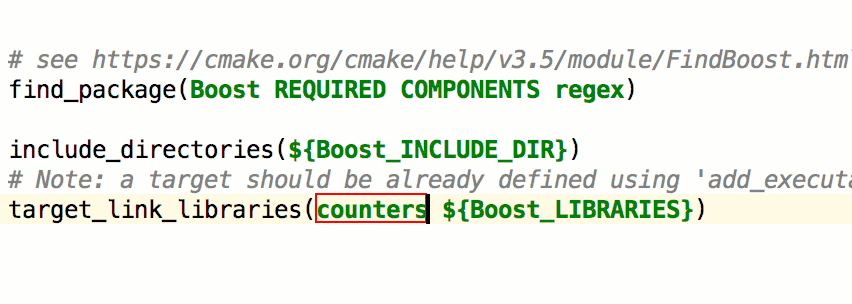 Preenchimento do CMake, geração de código e ações automáticas