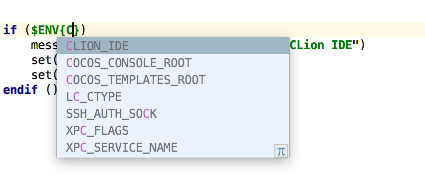 Preenchimento de variáveis de ambiente do CMake