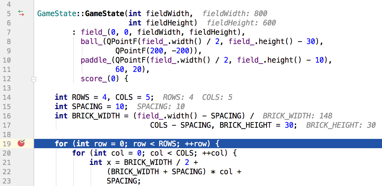 Inline variable view