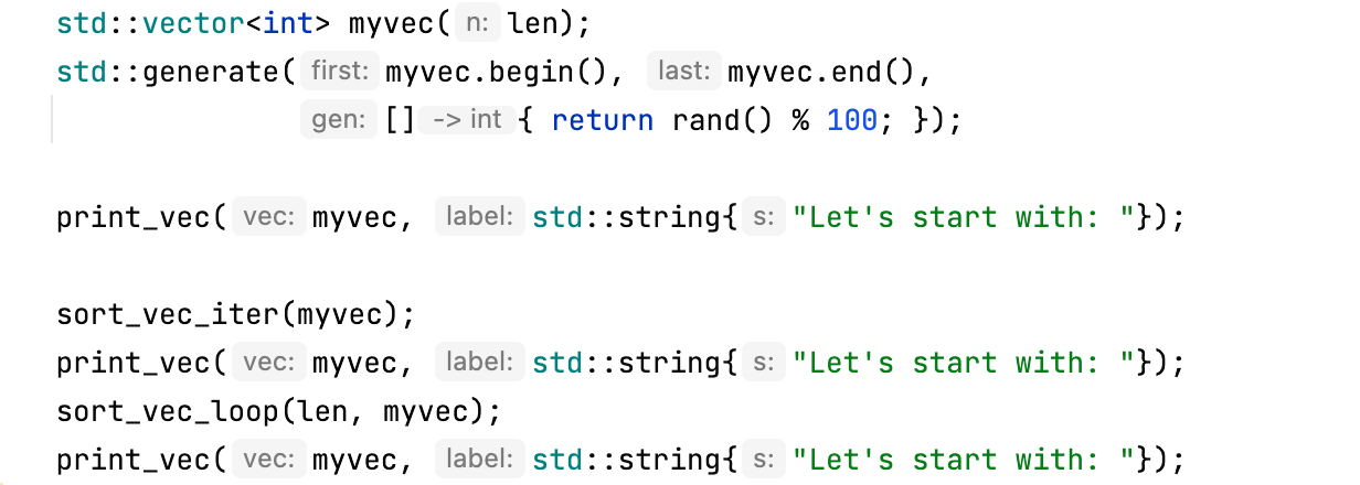 Parameter hints