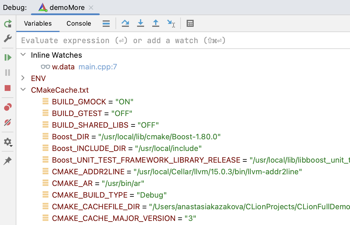 Depuración de CMake