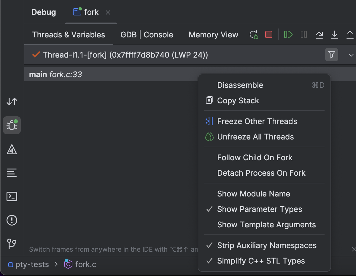 Déboguer plusieurs processus créés avec fork