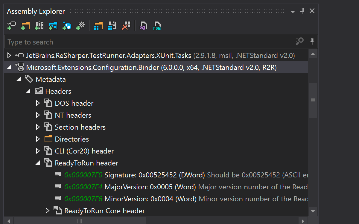 Unterstützung von ReadyToRun- und NGen-Assemblies im Assembly Explorer