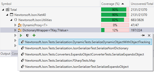 Navigation vom Code zu Unit-Tests, die diesen abdecken