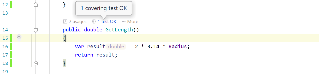 Code Vision metric for code coverage