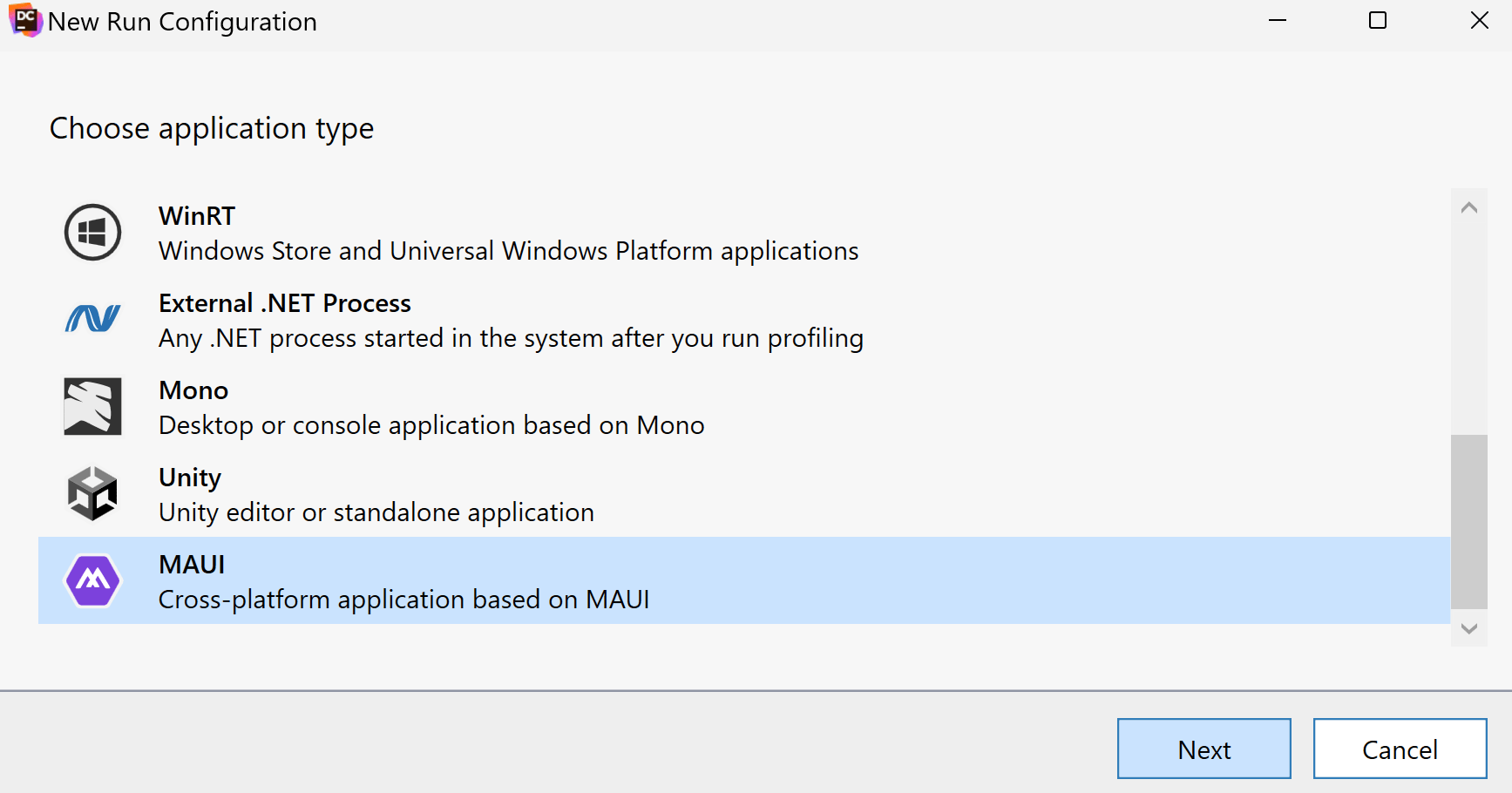 Prise en charge des applications MAUI