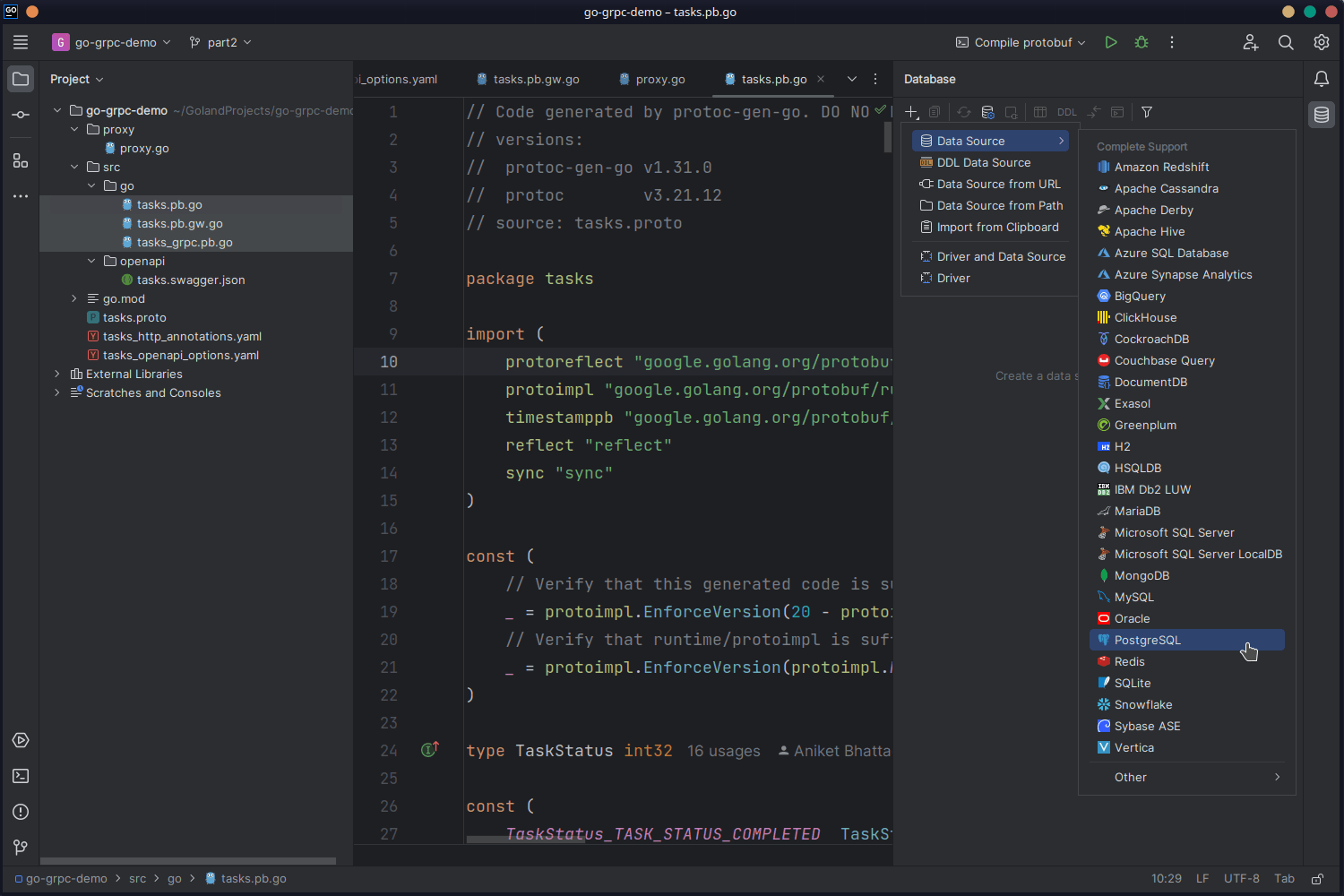 Choosing the database type