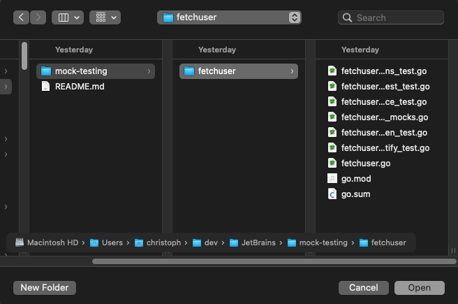 Open dialog: fetchuser