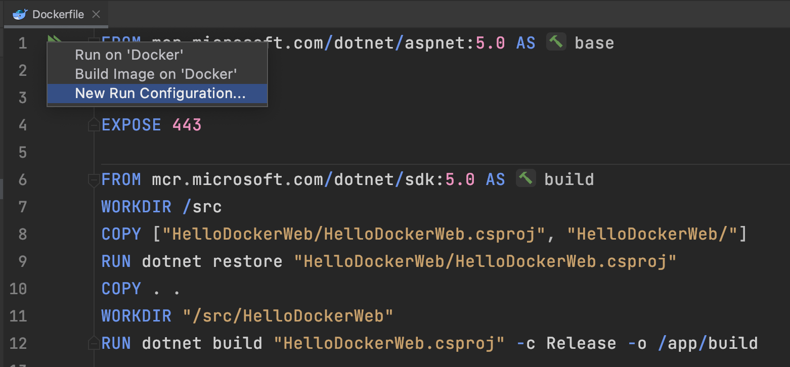 Running the ASP.NET Core container