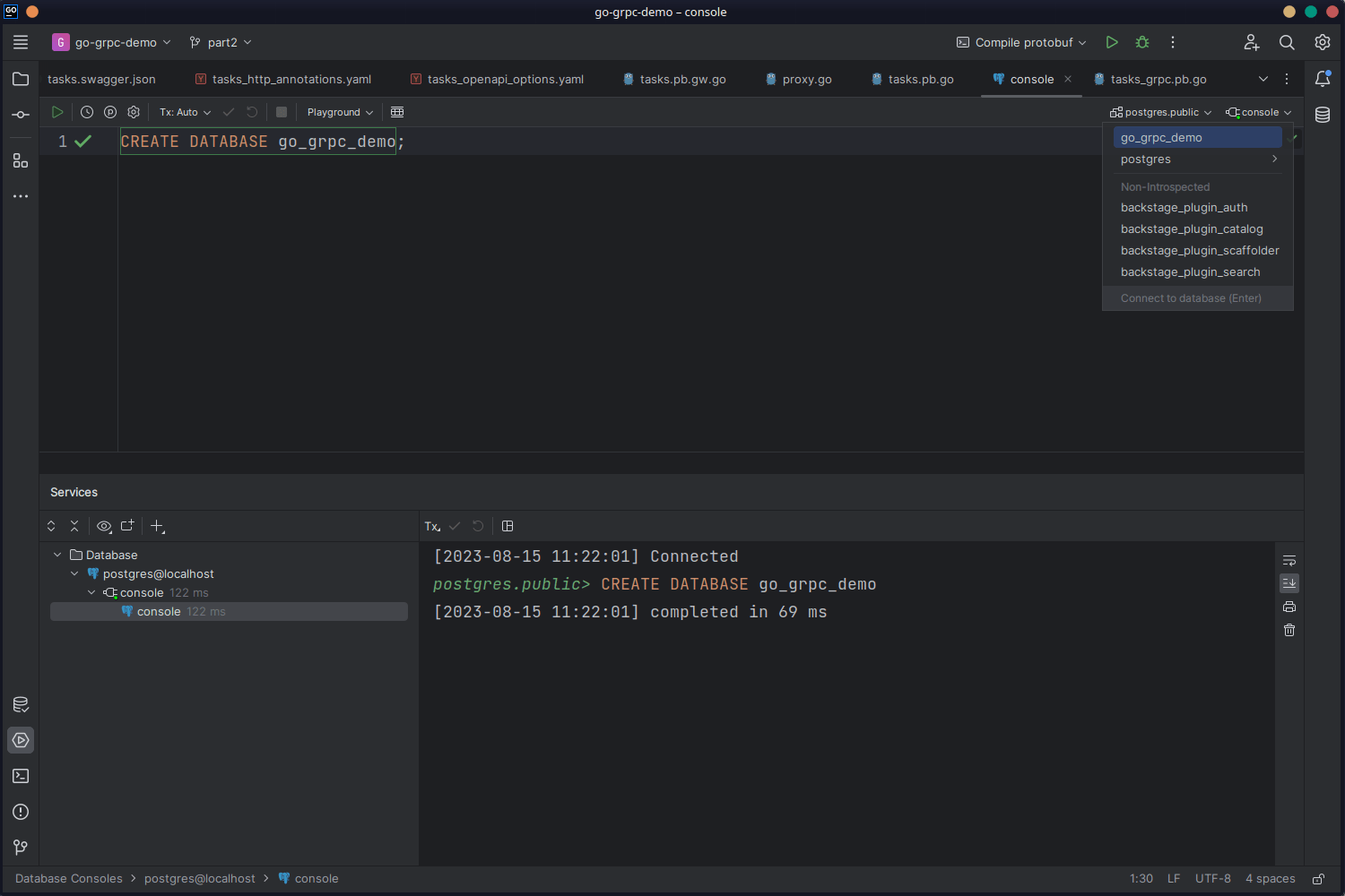 Choosing the database connection