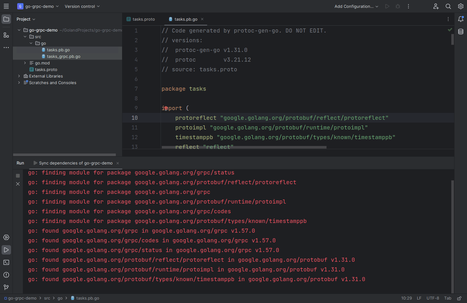 Lines turn green after dependencies are downloaded