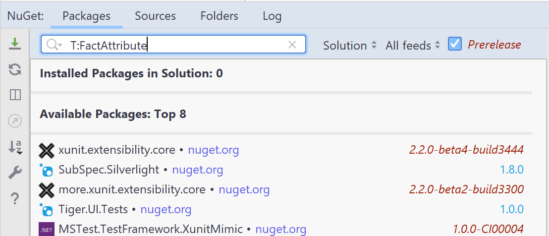 JetBrains Rider NuGet Type lookup