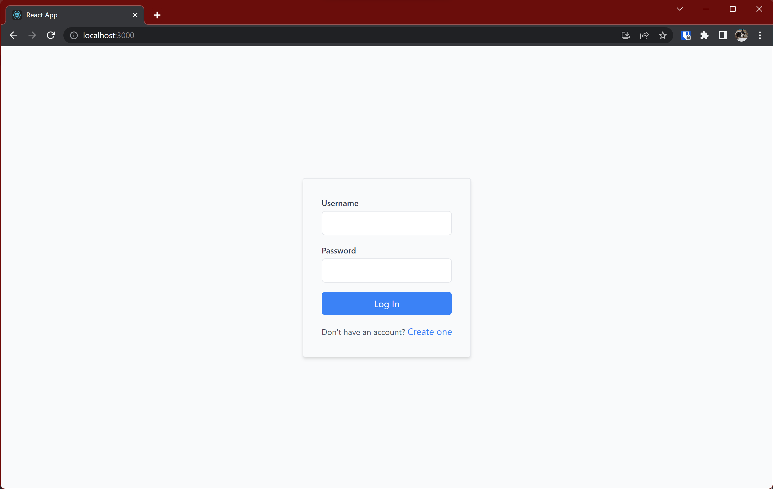 Account creation page