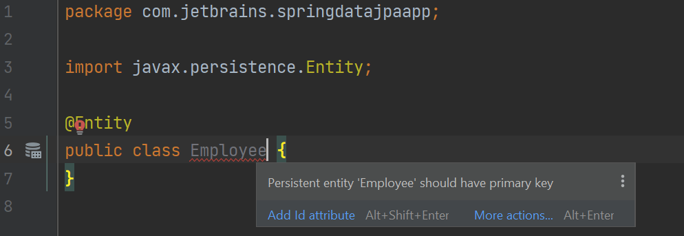 Employee Entity Error