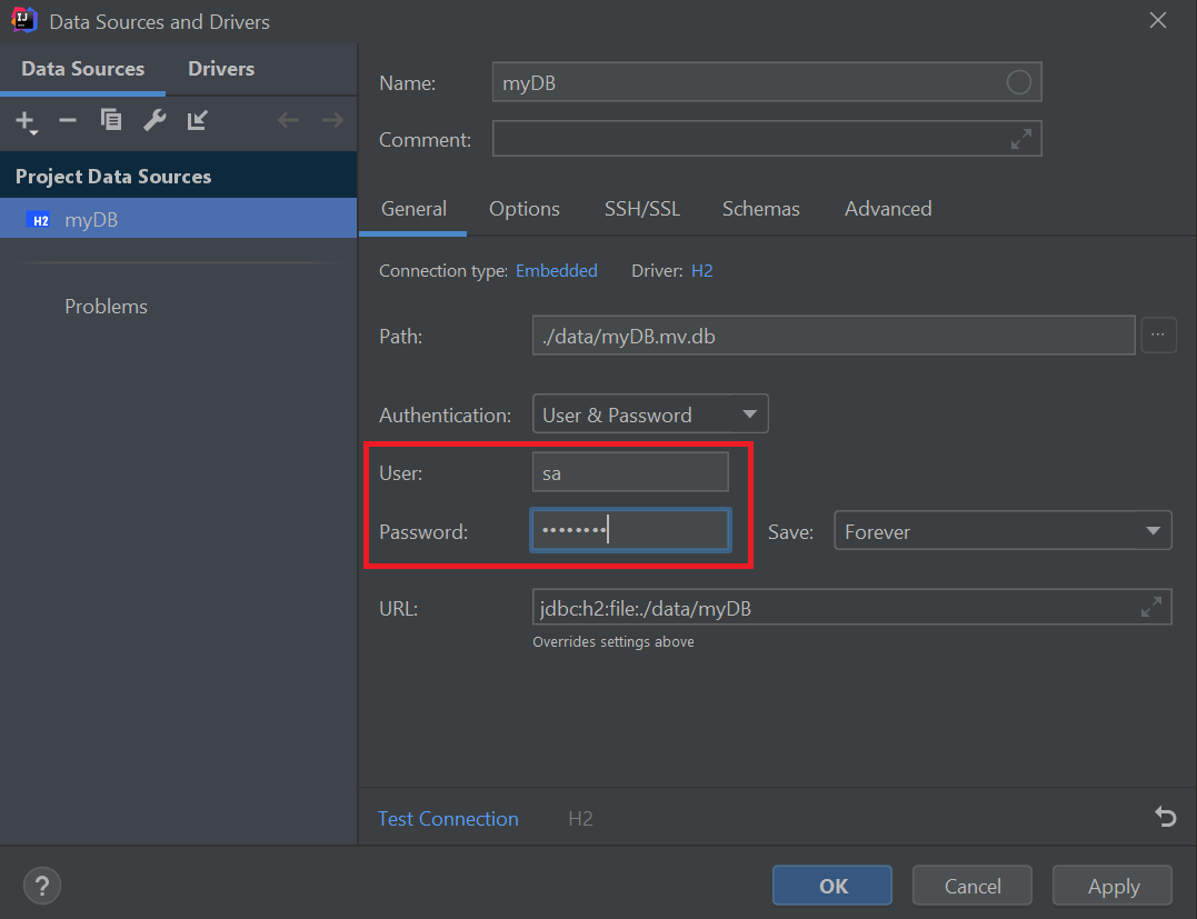 Data Source myDB Config