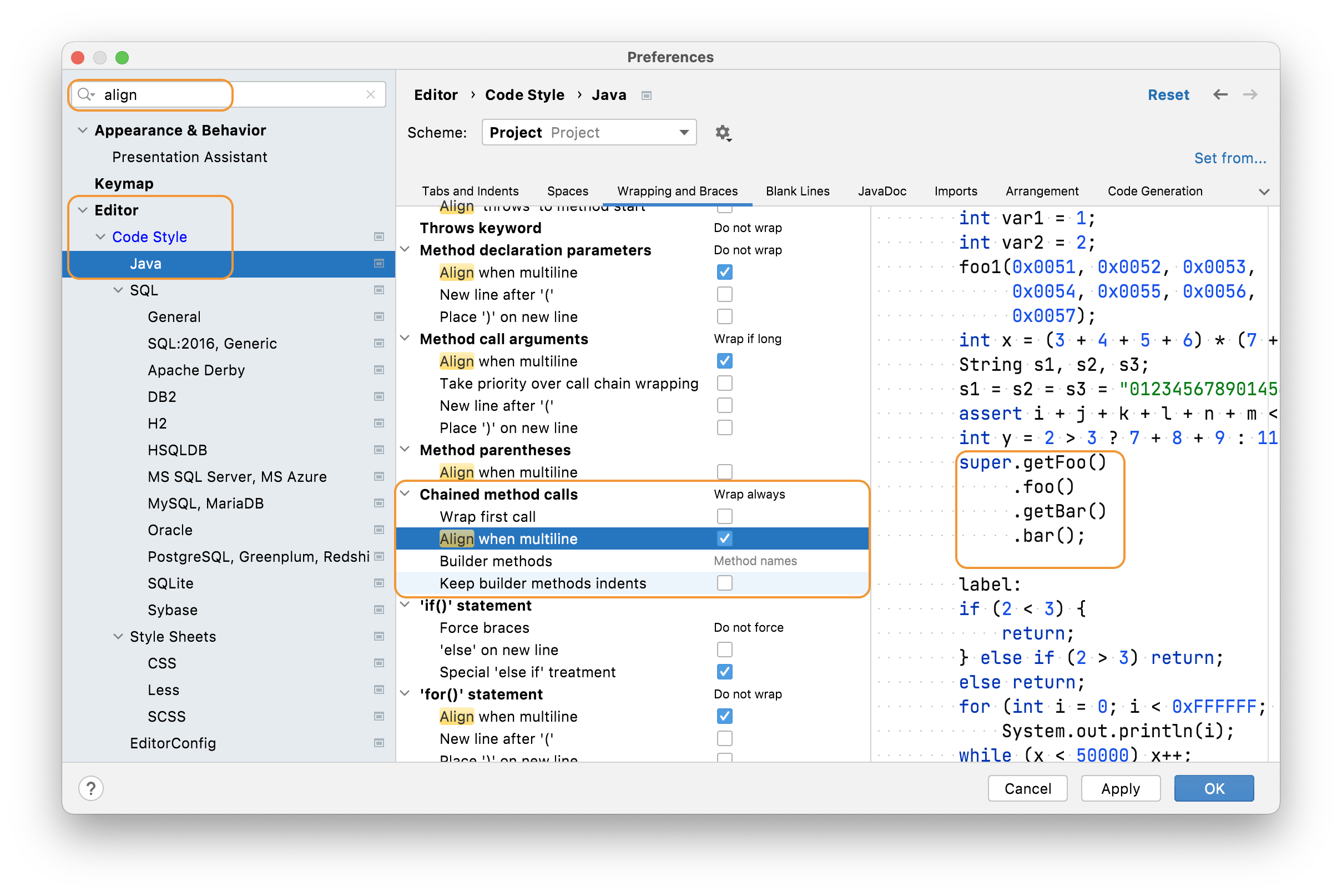 Align when multi-line selected