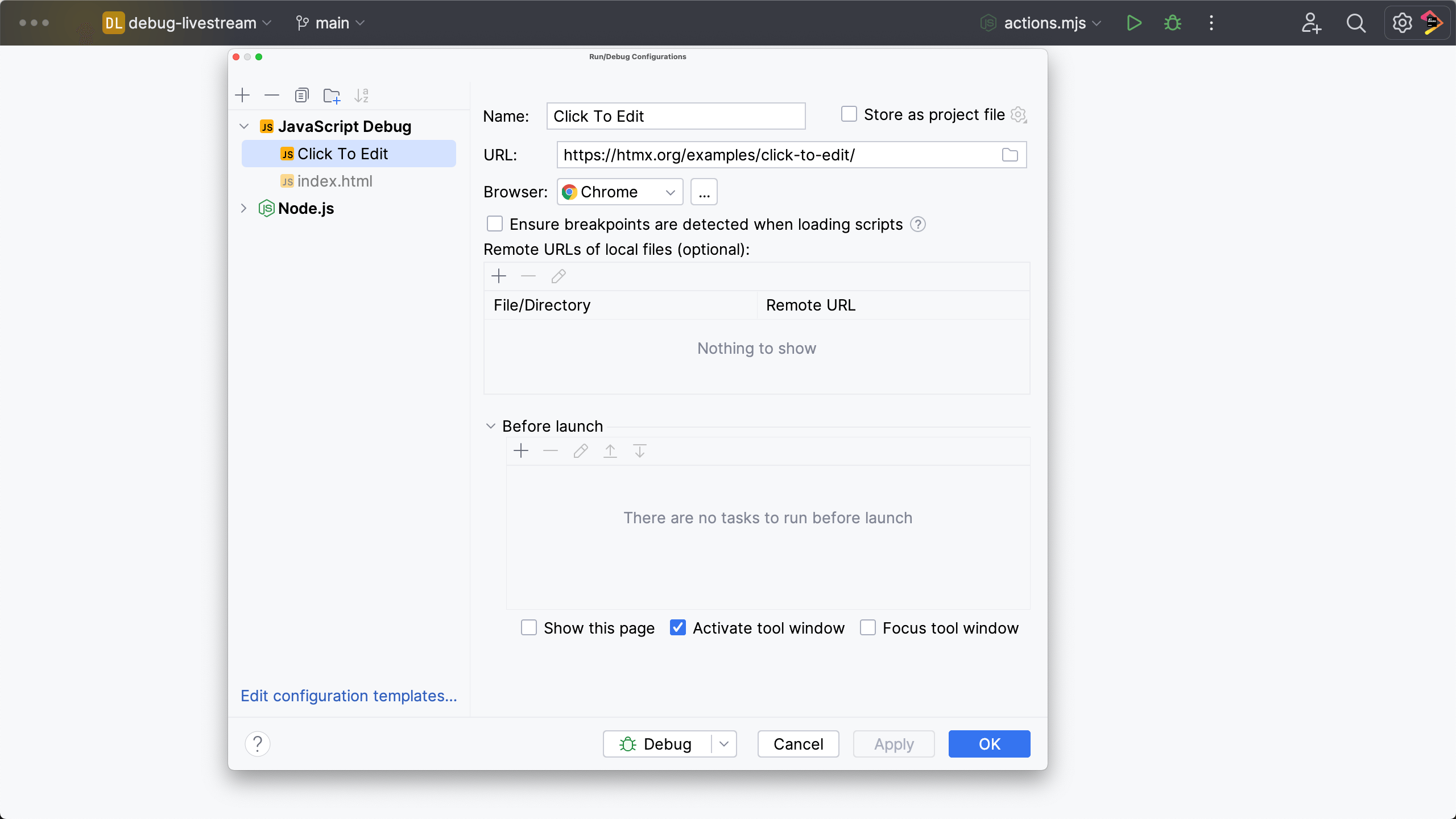 Edit Run Configuration