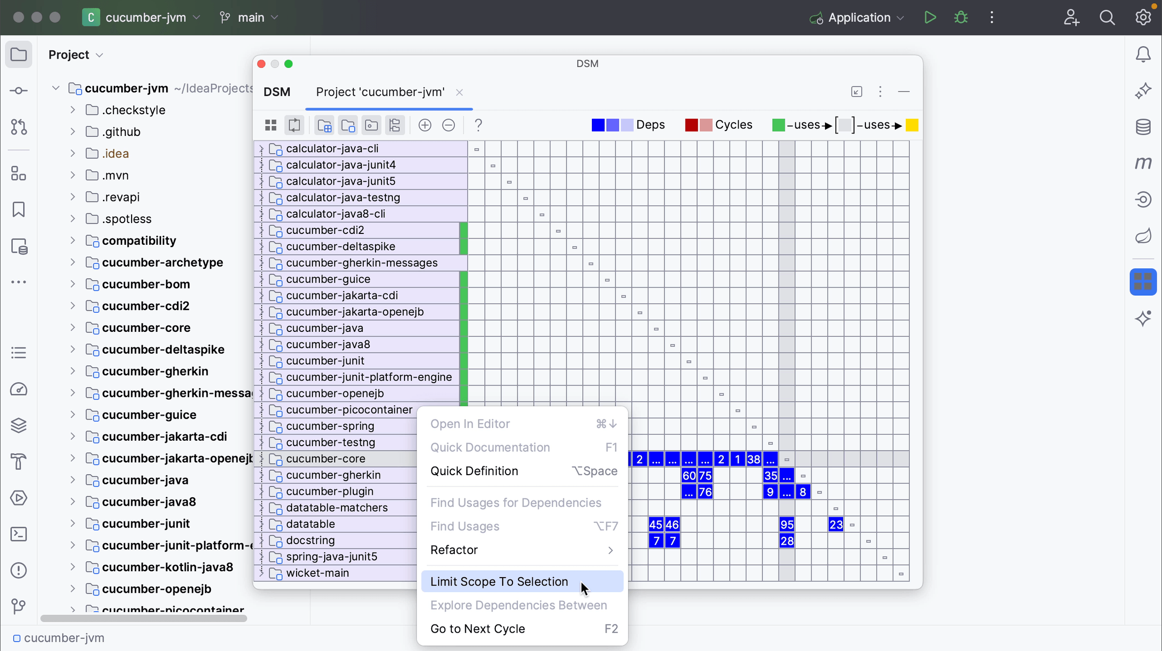 Dependency Matrix - Limit Scope to Selection