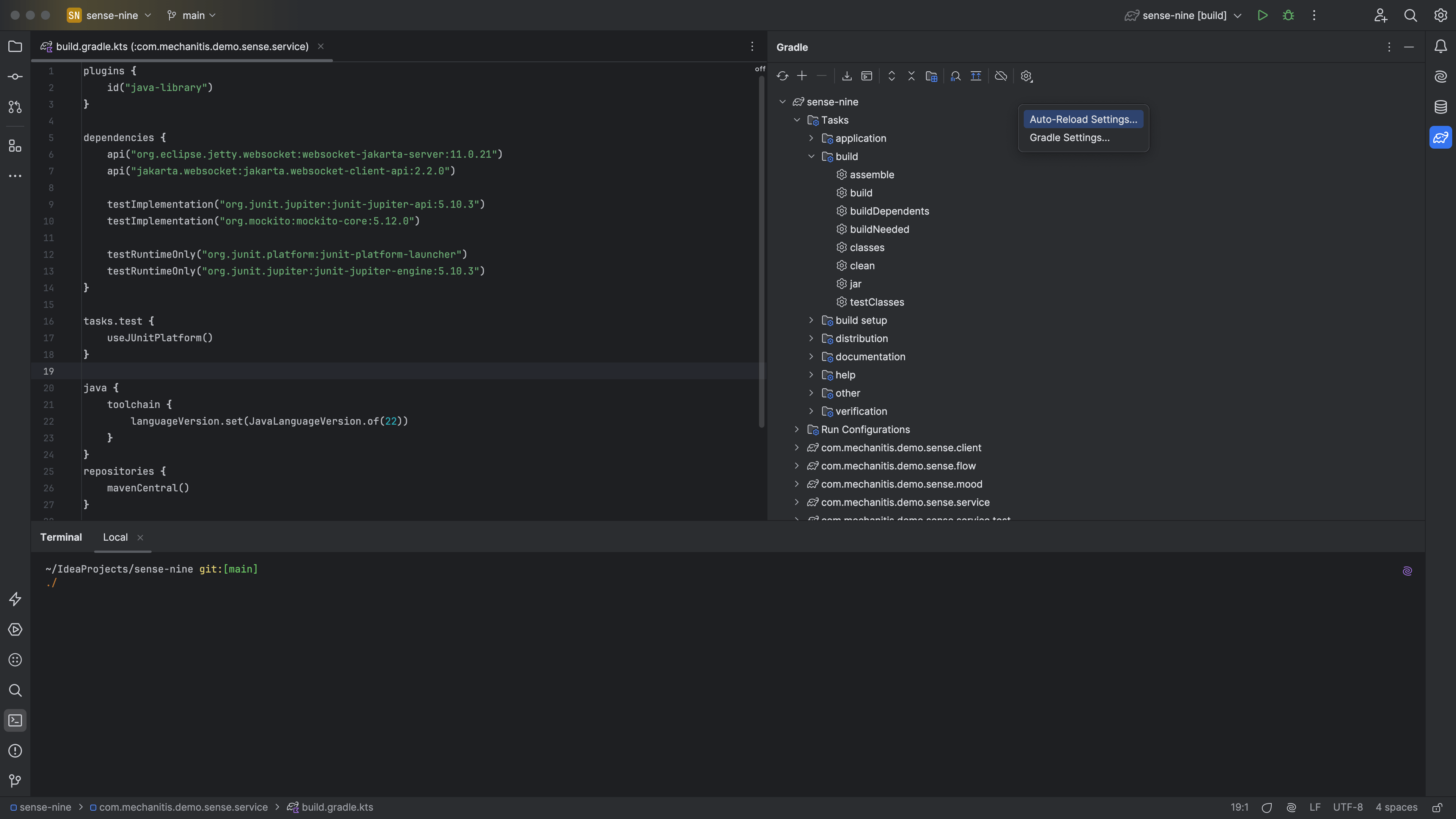 Open Gradle settings for loading