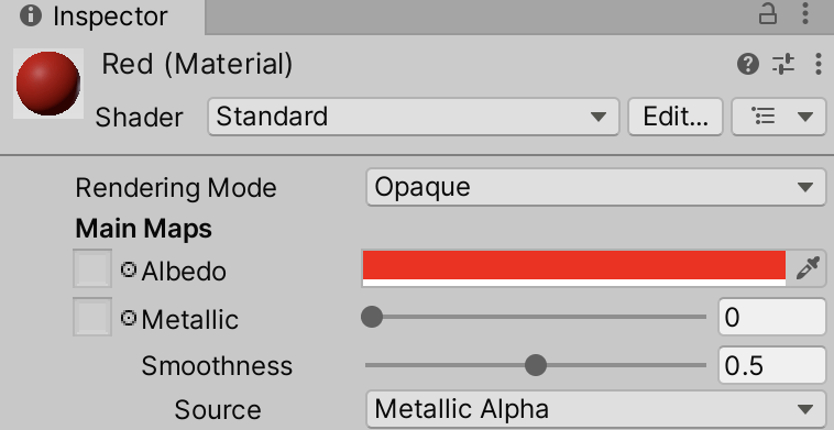 Create red color material for the laser GameObject