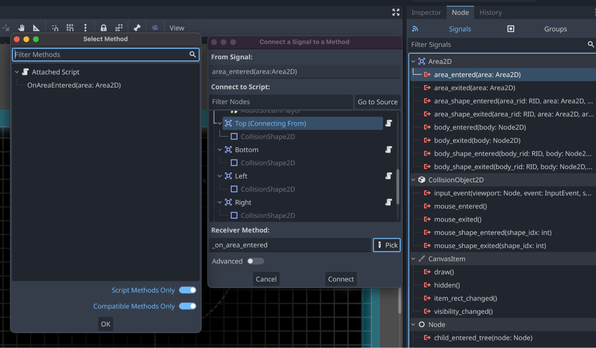 Attaching a signal to the Top node