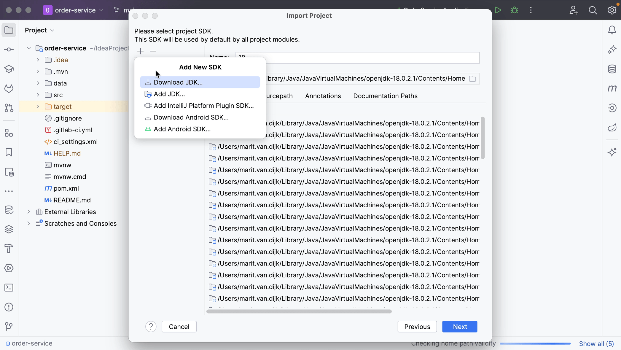 Import Project: Add SDK