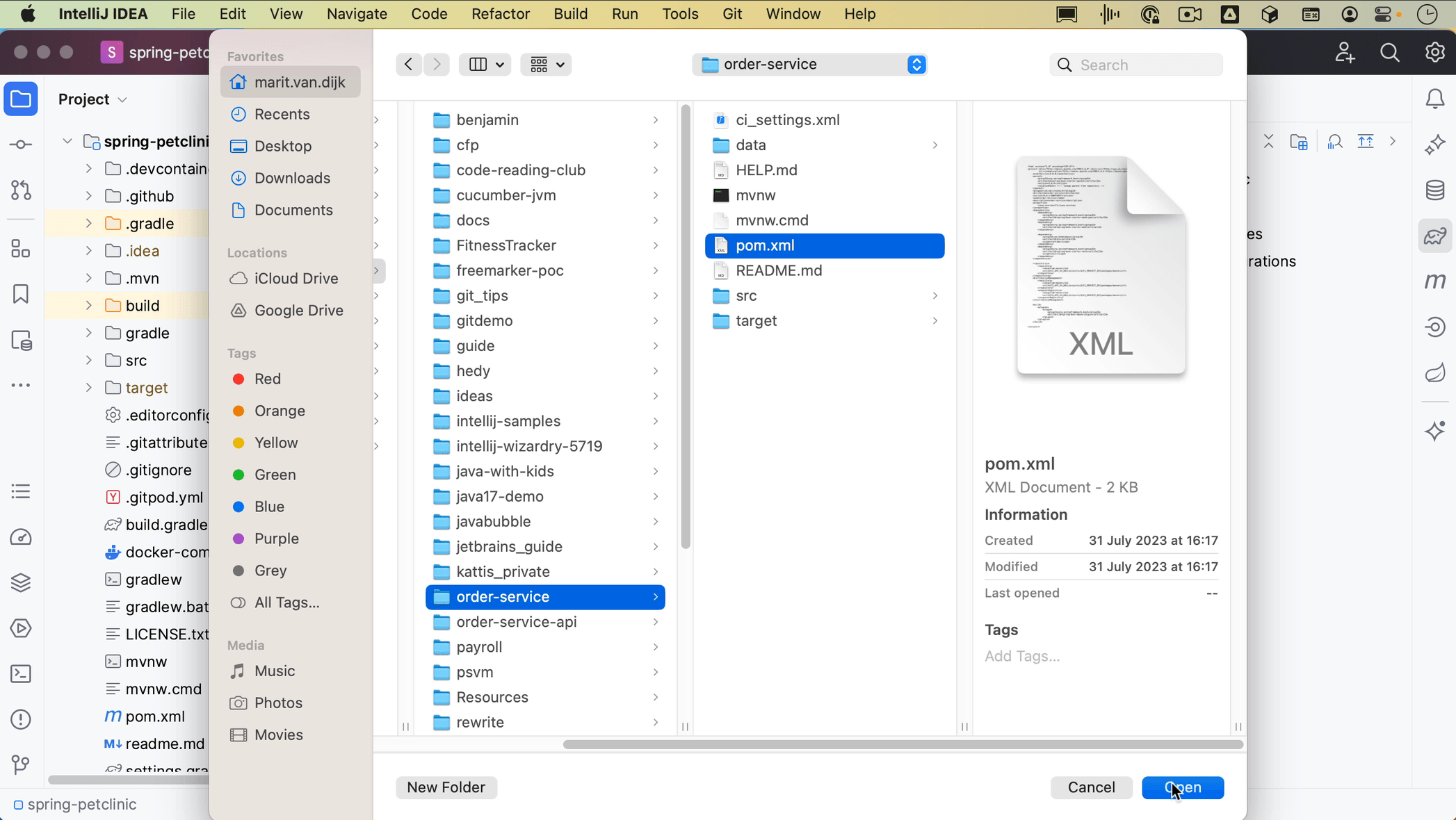 Open Maven project from pom.xml