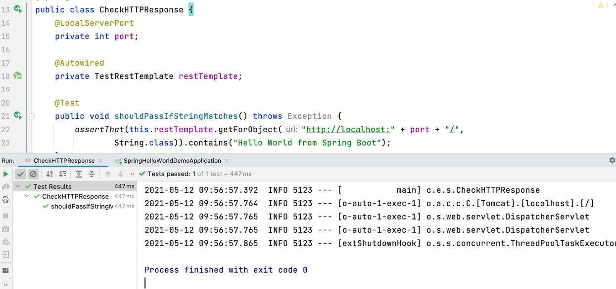 Passing HTTP test