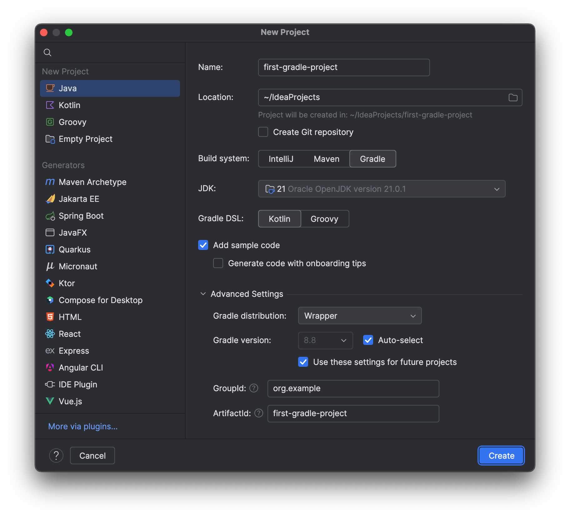 Project name and details