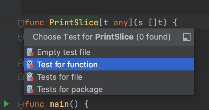 Generate tests for generic functions