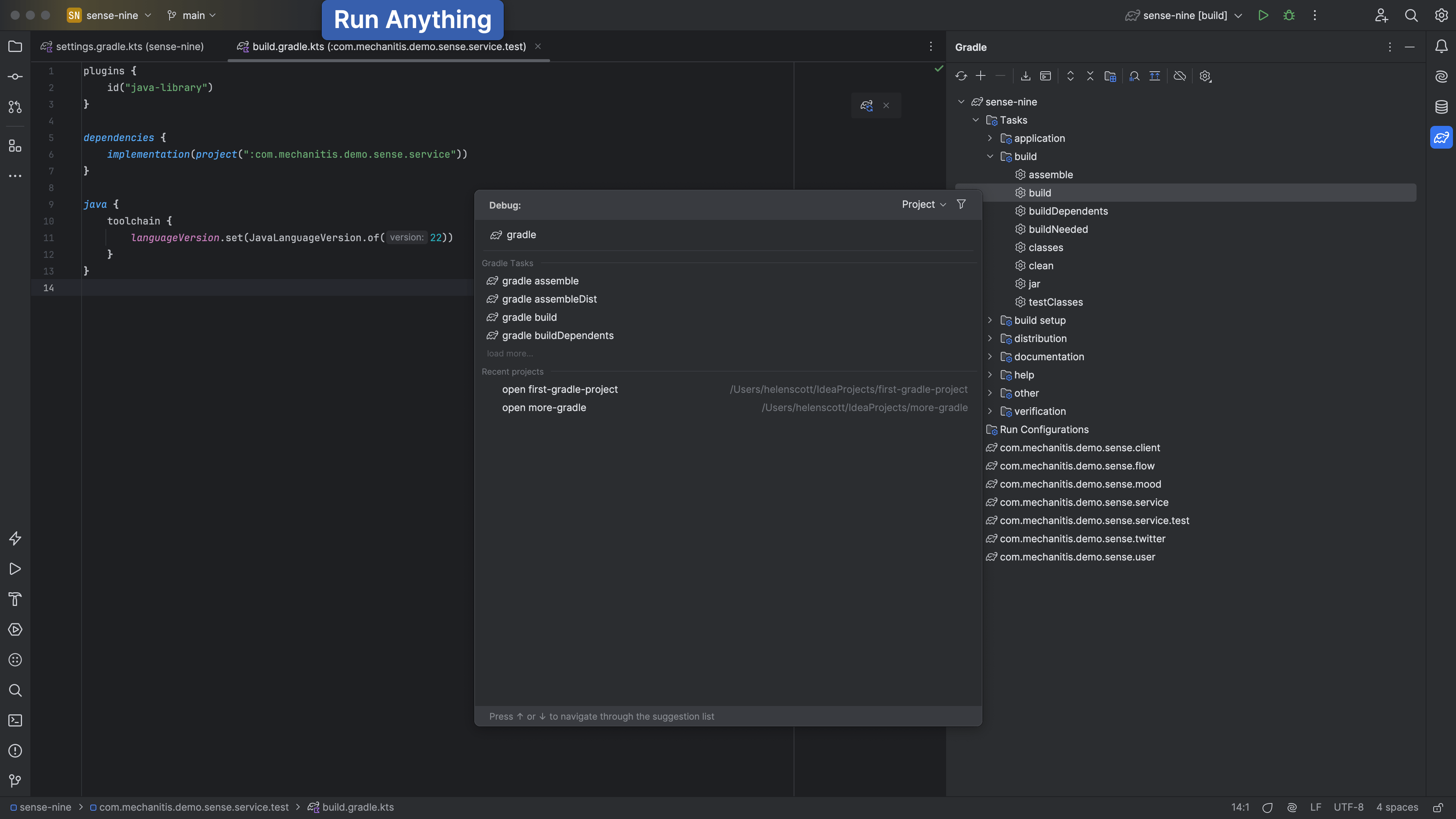 Run Gradle command