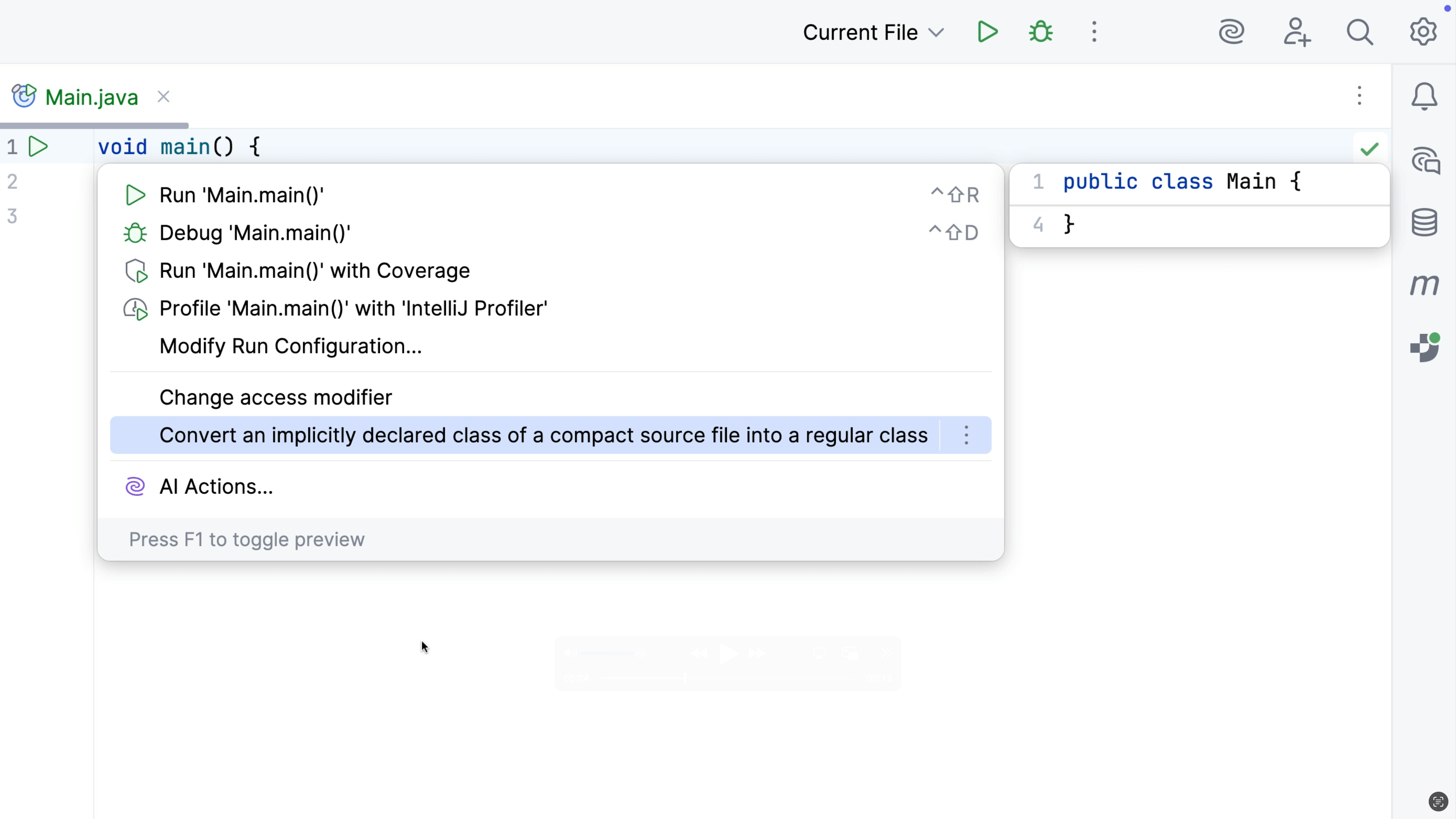 Convert compact source file to class