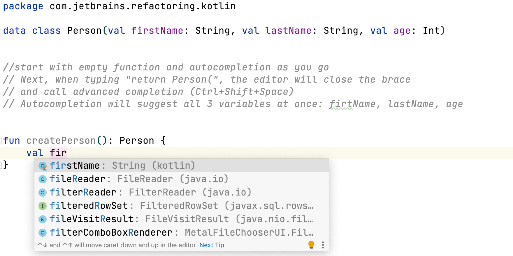 Kotlin Code Completion