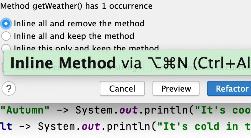 Inline a method