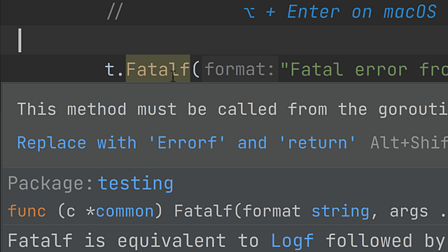 Detect Incorrect Usages of t/b.Fatal* Calls in Goroutines