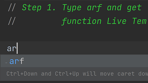 Live Template for arrow function