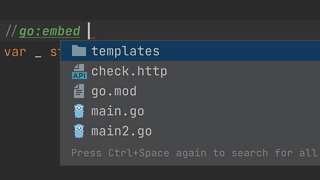 Support for go:embed directive