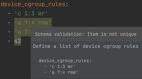 Inspect device_cgroup_rules Values for Errors