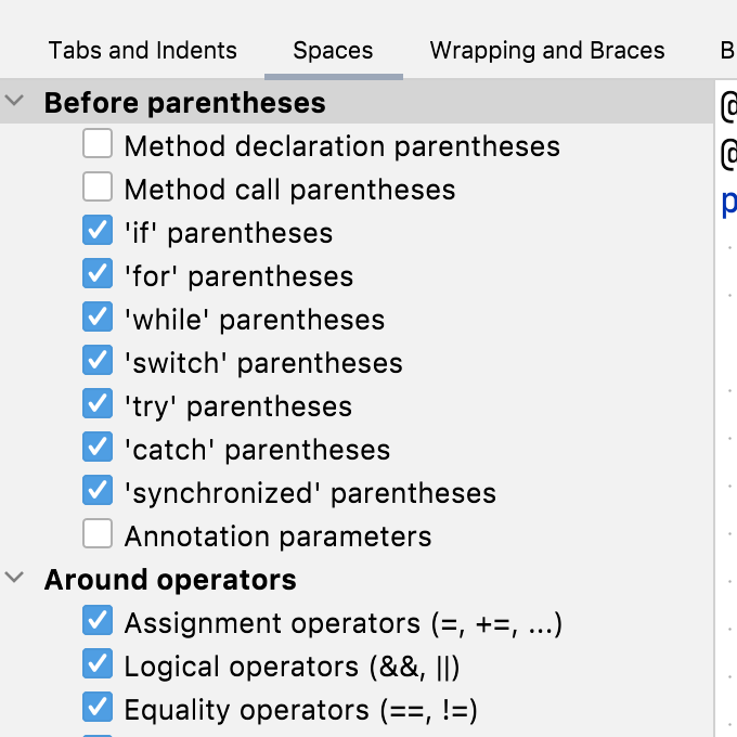 Reformatting Code Settings