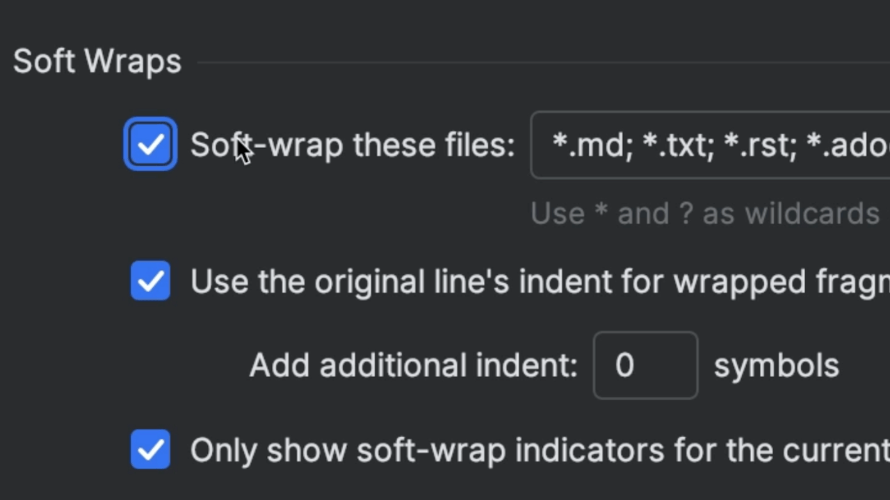 Enabling Soft Wraps