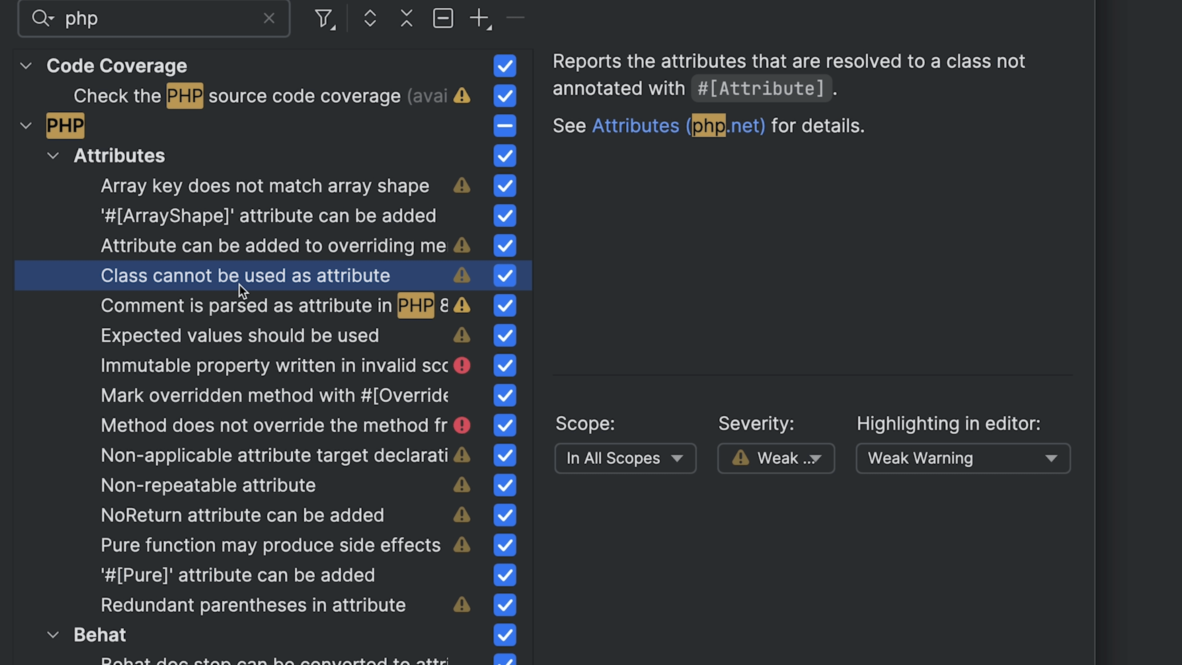 Refactoring in PhpStorm