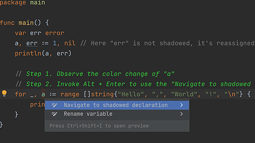 Detect Variable Shadowing While Writing Go Code