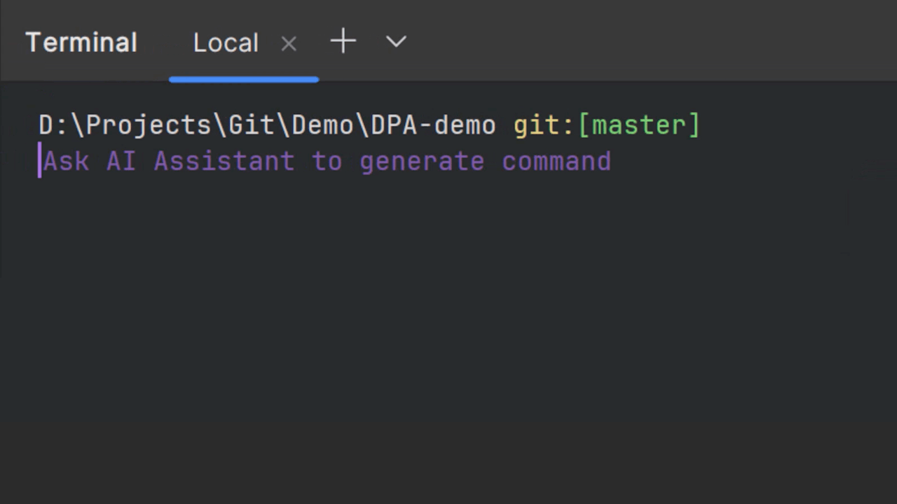 Generate terminal commands using AI Assistant