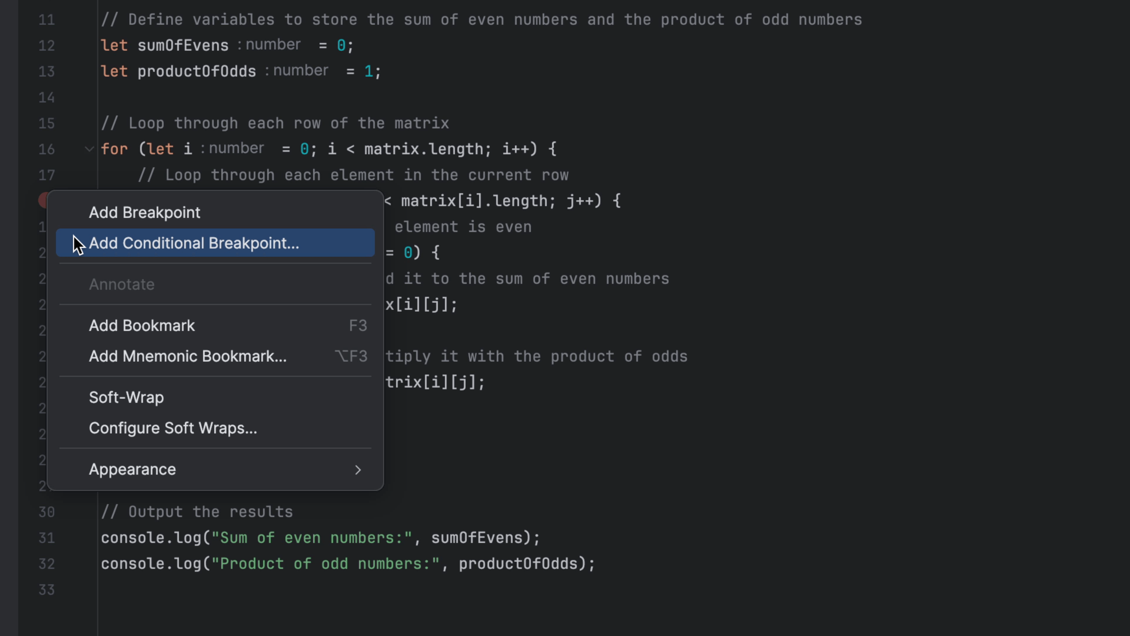 Working with Conditional Breakpoints