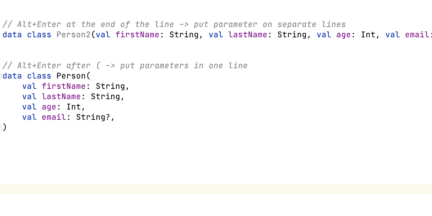 Put Kotlin Arguments on Separate Lines