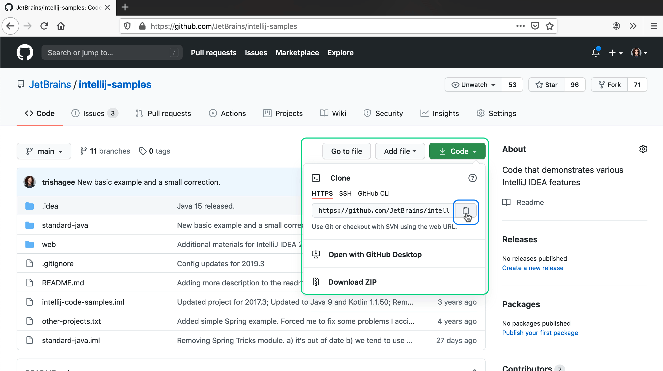 Copy Upstream Repository Link from GitHub