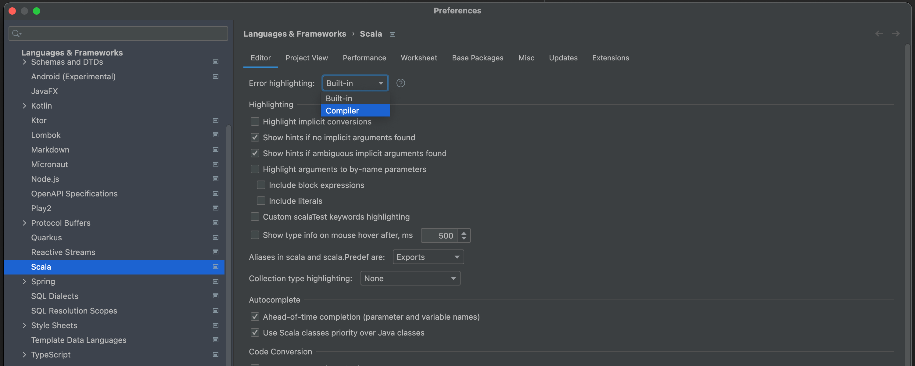 Mise en évidence basée sur le compilateur pour Scala