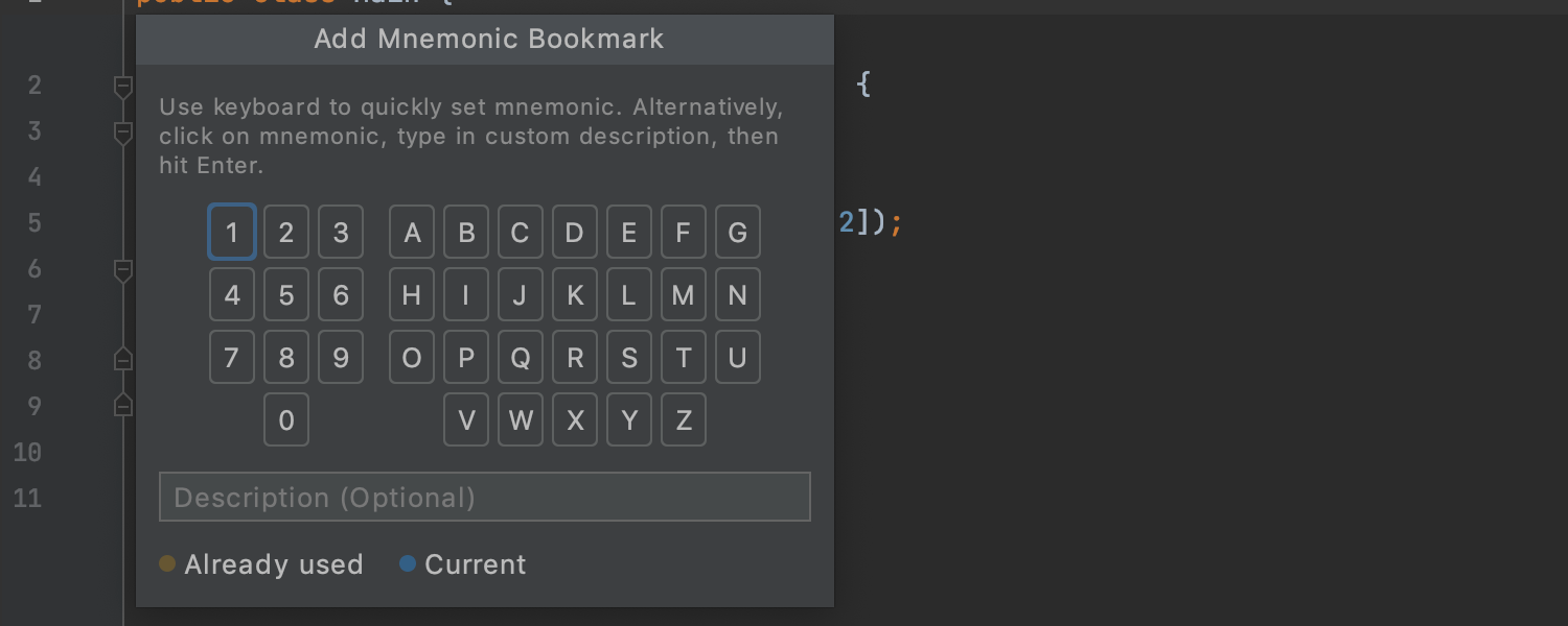 Novo campo Description para marcadores mnemônicos