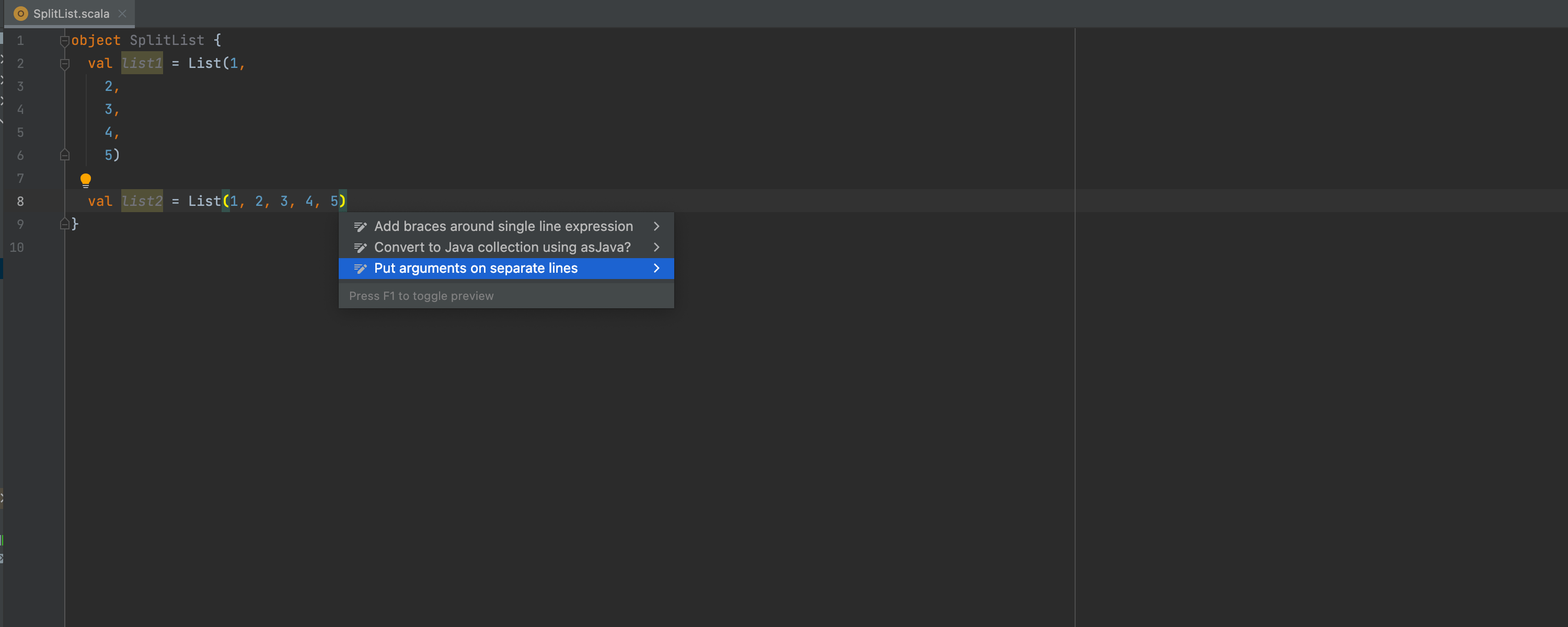 Splitting a comma-separated list of elements into separate lines