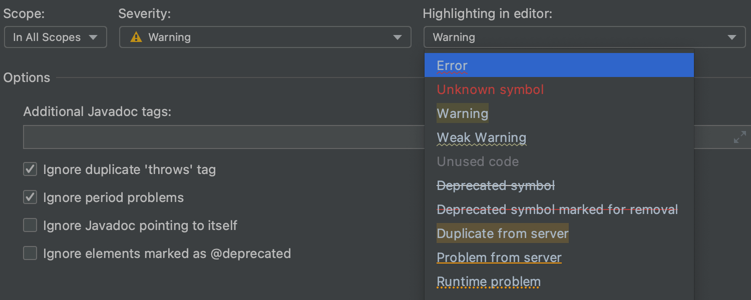 Enhanced configuration for highlighting inspections